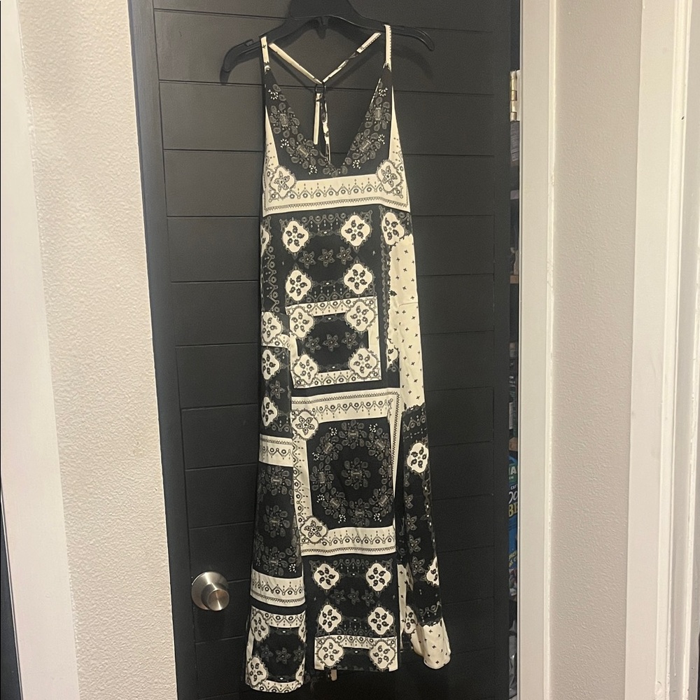 Topshop Black and White Geometric Maxi Dress